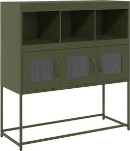 vidaXL - Dressoir - 100,5x39x107 - cm - koudgewalst - staal - olijfgroen