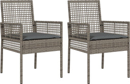 vidaXL - Ligzetels - 2 - stuks - met - Kussens - Grijs - Poly - Rattan
