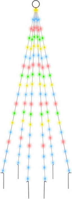 vidaXL - Vlaggenmast - kerstboom - 108 - LED's - meerkleurig - 180 - cm