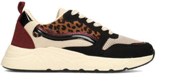 POSH by Poelman CHARLIE - Dames Sneakers - Vetersluiting met comfortabele zool - Zwart met Bordeaux (2025)