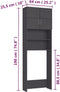 vidaXL - Wasmachinekast - 64x25,5x190 - cm - bewerkt - hout - grijs