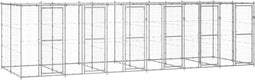 vidaXL - Hondenkennel - met - dak - 14,52 - m² - gegalvaniseerd - staal