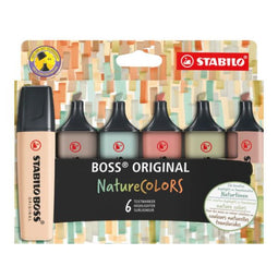 STABILO BOSS ORIGINAL - Markeerstift - Etui Met 6 Kleuren - NatureColors