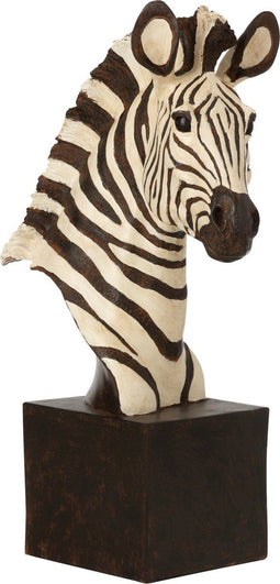 J-Line decoratie Zebra Op Voet - polyresin - wit/zwart