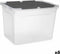 Opbergbak met Deksel 48 L Transparant Antraciet (6 Stuks)