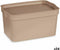 Opbergbak met Deksel Beige Plastic 2,3 L 13,5 x 11 x 20 cm (24 Stuks)