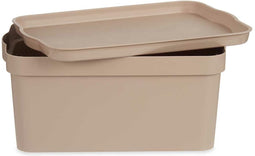 Opbergbak met Deksel Beige Plastic 7,5 L 21,5 x 14,5 x 32 cm (12 Stuks)