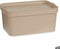 Opbergbak met Deksel Beige Plastic 7,5 L 21,5 x 14,5 x 32 cm (12 Stuks)