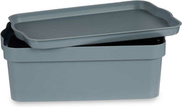Opbergbak met Deksel Grijs Plastic 6 L (21,5 x 11 x 32 cm) (12 Stuks)