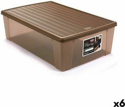 Opbergbak met Deksel Stefanplast Elegance Beige Plastic 38,5 x 17 x 59,5 cm (6 Stuks)