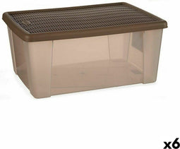 Opbergbak met Deksel Stefanplast Elegance Bruin Plastic 29 x 17 x 39 cm (6 Stuks)