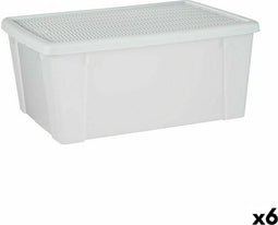 Opbergbak met Deksel Stefanplast Elegance Wit Plastic 29 x 17 x 39 cm (6 Stuks)