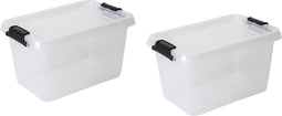 Opbergboxen met deksel 11,3 liter kunststof transparant 40 x 30 x 17 cm set van 2 stuks