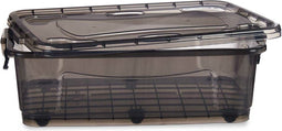 Opbergdoos op Wielen Antraciet Plastic 30 L 40 x 20,5 x 63 cm (6 Stuks)