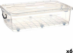 Opbergdoos op Wielen Transparant Plastic 40 L 46,5 x 20 x 72,2 cm (6 Stuks)