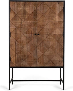 Opbergkast Jasmin houtsnijwerk mangohout 100 cm - Bruin