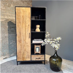 Opbergkast Sterre 90cm 1 deur & 1 lade | Mangohout