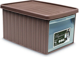 Opbergmand - Opbergbox - 'Elegance' - Multifunctioneel - klepje aan voorkant - Bakje - Taupe - Maat M