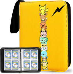 Opbergmap voor Pokemonkaarten, 4 vakken/ 50 blz., voor totaal 400 kaarten, PU Leather Cover, Pokemon
