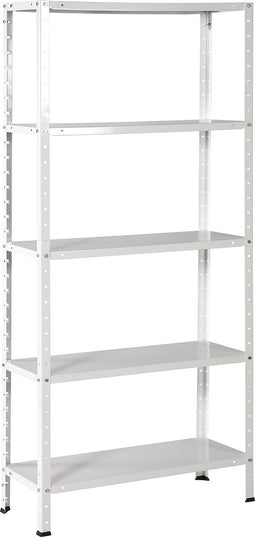 Opbergrek - 300 kg draagkracht - 170 cm hoog - 73 cm breed – 5 verstelbare legborden - Metaal - Wit