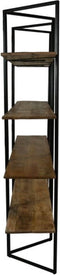 HSM Collection-Opbergrek met 4 planken -165x48x200-Naturel/Zwart-Mango/Metaal