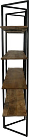 HSM Collection-Opbergrek met 4 planken -165x48x200-Naturel/Zwart-Mango/Metaal