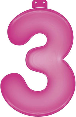 Opblaasbaar Cijfer 3 roze