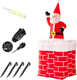 Opblaasbare kerstman in schoorsteen - Beweegt omhoog en omlaag - Met LED verlichting