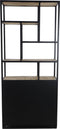 Open boekenkast - 80x35x180 - Naturel/zwart - Mangohout/ijzer