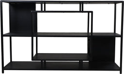 Open vakken dressoir - 150x35x90 - Zwart - Mangohout/ijzer