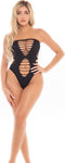 Opengewerkte strapless body Pink Lipstick - - Zwart