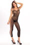 Openkruis bodystocking panter OS - Zwart
