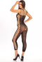 Openkruis bodystocking panter OS - Zwart
