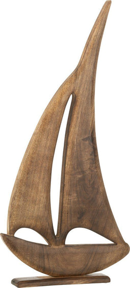 J-Line decoratie Boot op voet - hout - donkerbruin - large