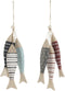 Ophangdecoratie Home ESPRIT Blauw Rood Multicolour Vissen 5 x 2 x 20 cm (2 Stuks)