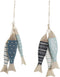 Ophangdecoratie Home ESPRIT Blauw Wit Natuurlijk Vissen 5 x 5 x 20 cm (2 Stuks)