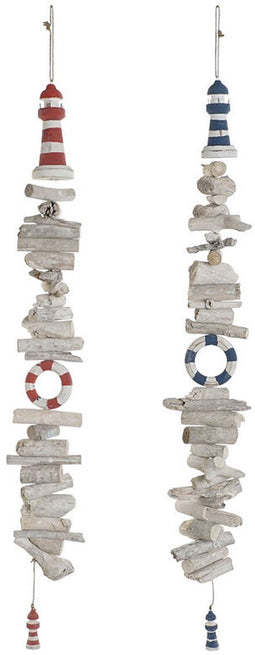 Ophangdecoratie Home ESPRIT Blauw Wit Rood Koplamp 12 x 4 x 100 cm (2 Stuks)