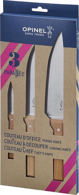 Opinel - Messenset 3delig, Opinel Parallèle, rvs/hout