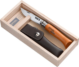Opinel No.08 Zakmes - Carbon - Hout - Houten kistje