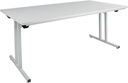 Opklapbare kantinetafel met T-poot 160cm x 80cm grijs frame grijs blad