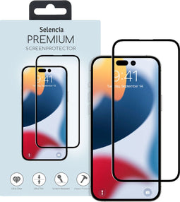 Selencia iPhone 14 Pro Max - Gehard Glas Premium Screenprotector - 9H krasbestendig - Zwart
