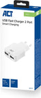 Oplader act usb 2 poorts 2.1a 12w wit