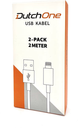 Oplader kabel 2 Meter geschikt voor iPhone - Oplader kabel geschikt voor lightning - Lader kabel - USB kabel 2-PACK