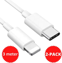 Oplader kabel 3 Meter geschikt voor iPhone - Kabel geschikt voor lightning - USB C kabel - Lader kabel