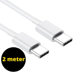 Oplader kabel 60W 2 meter geschikt voor Apple iPhone 15 & iPad - USB C Kabel - USB-C naar USB-C kabel - Oplaadkabel - Lader - Laadkabel