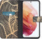 iMoshion Hoesje Geschikt voor Samsung Galaxy S21 Hoesje Met Pasjeshouder - iMoshion Design Softcase Bookcase - Meerkleurig / Golden Leaves