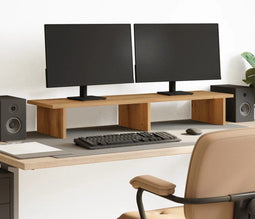 vidaXL - Monitorstandaard - 100x27x15 - cm - bewerkt - hout - artisanaal - eiken