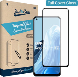 Oppo Reno 8 Lite Full Cover Tempered Glass Sreenprotector - Zwart