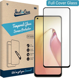 Oppo Reno8 Pro screenprotector - Full Cover - Gehard glas - Zwart - Just in Case