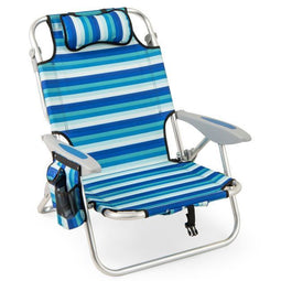 Coast Opvouwbare Strandstoel - Verstelbare Rugleuning Koelbox - Blauw (4 verstelbare)